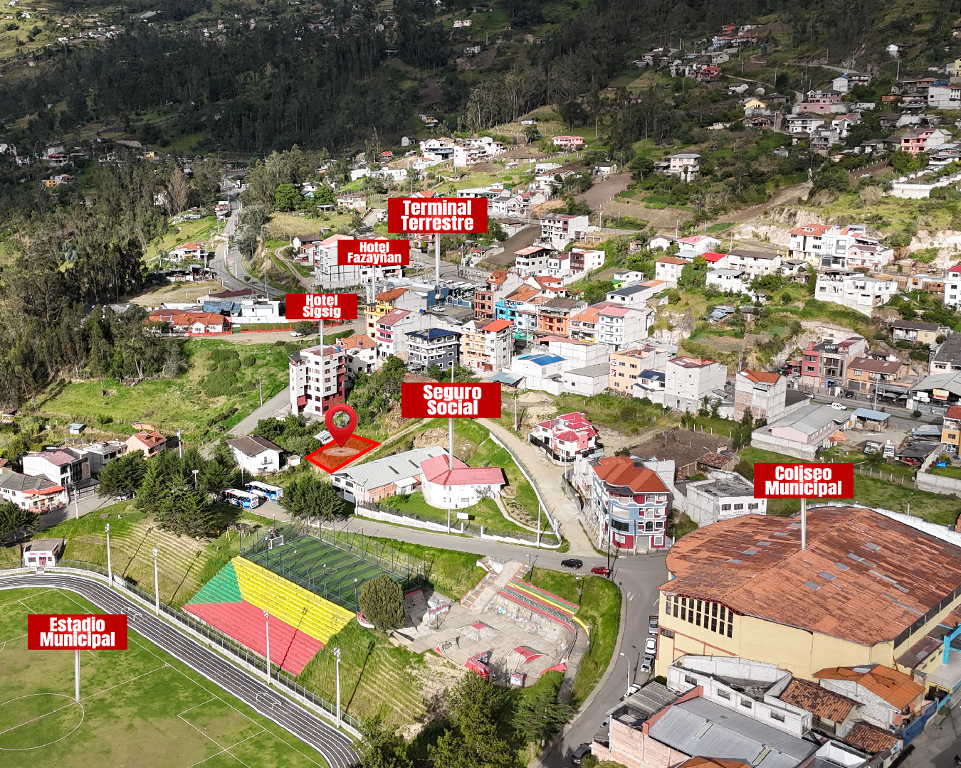 Vista aérea de Sígsig - Ubicación del terreno